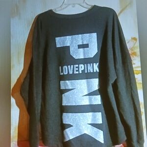 Victoria's Secret PINK Black Sweatshirt with Silver Glitter Logo
